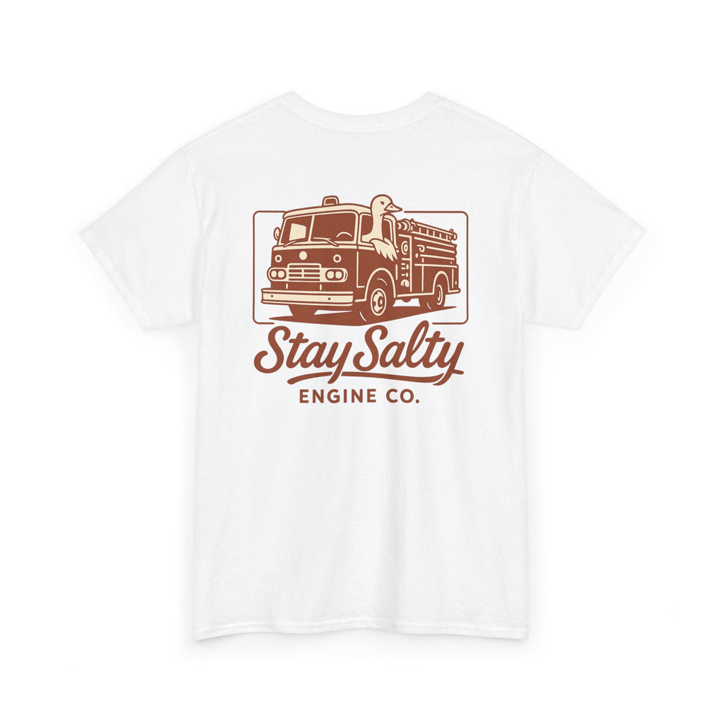 Stay Salty Engine Co. Silly Goose Tee — Vintage Fire Truck Graphic T-Shirt