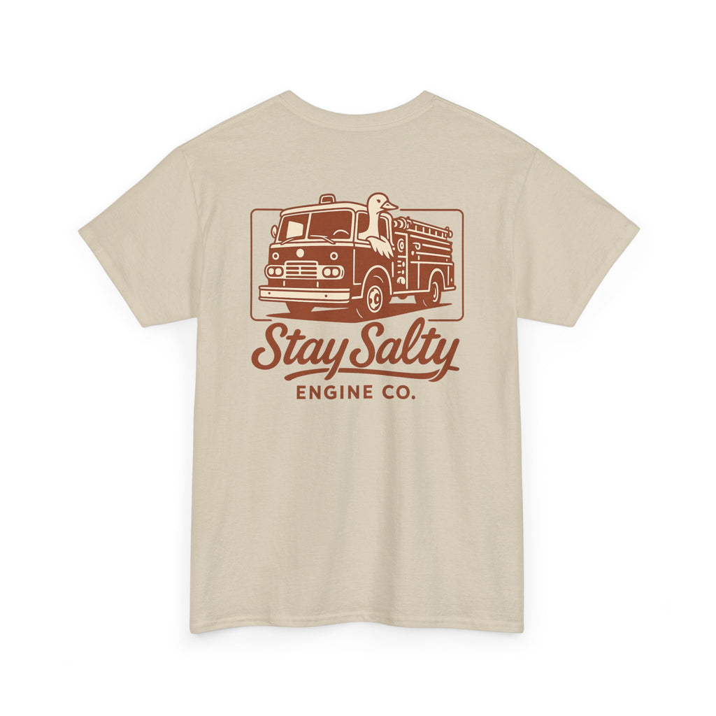 Stay Salty Engine Co. Silly Goose Tee — Vintage Fire Truck Graphic T-Shirt