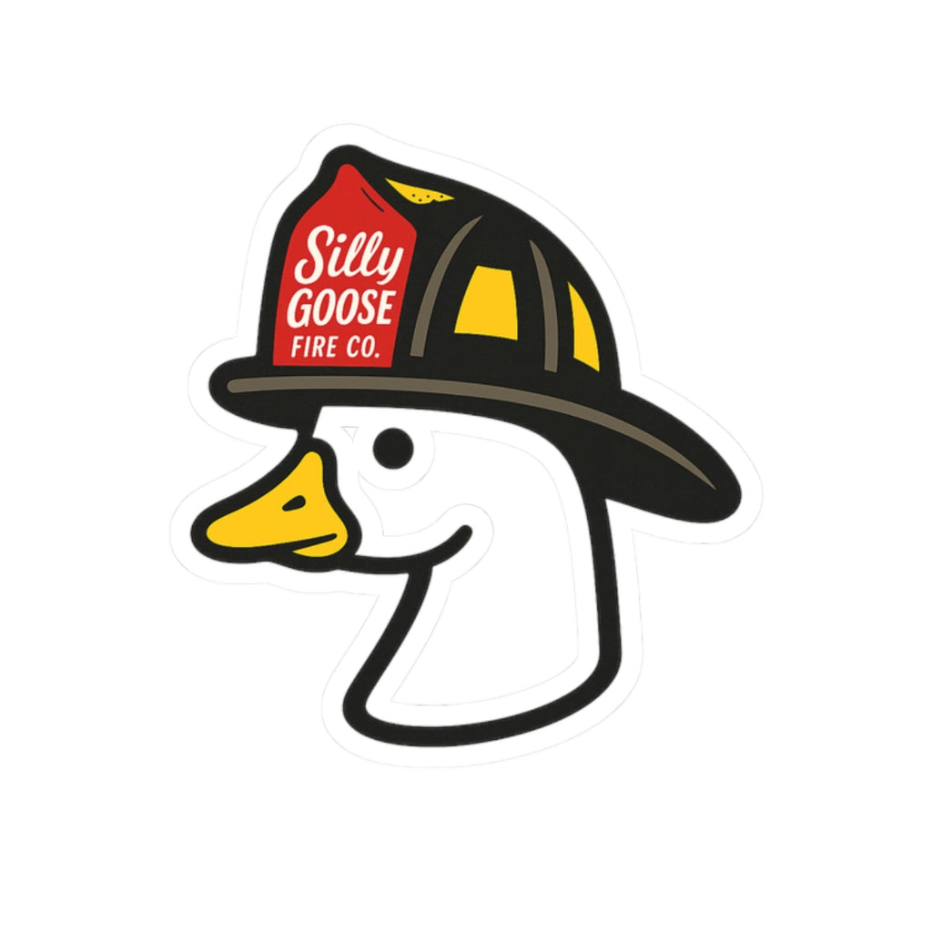 Silly Goose Fire Co. Duck Firefighter Sticker — Kiss-Cut Vinyl Decal