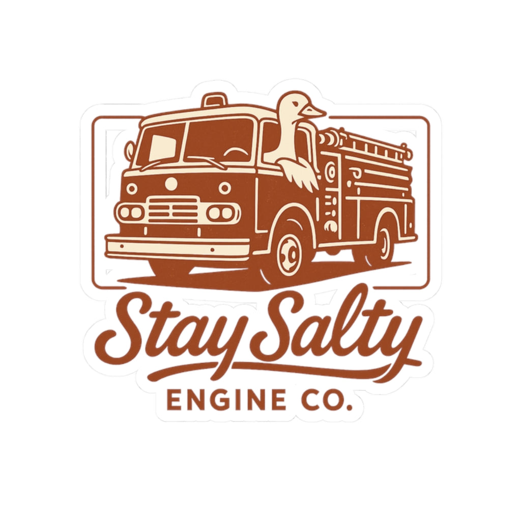 Stay Salty Engine Co. Firetruck Sticker — Vintage Fire Engine Kiss-Cut Decal