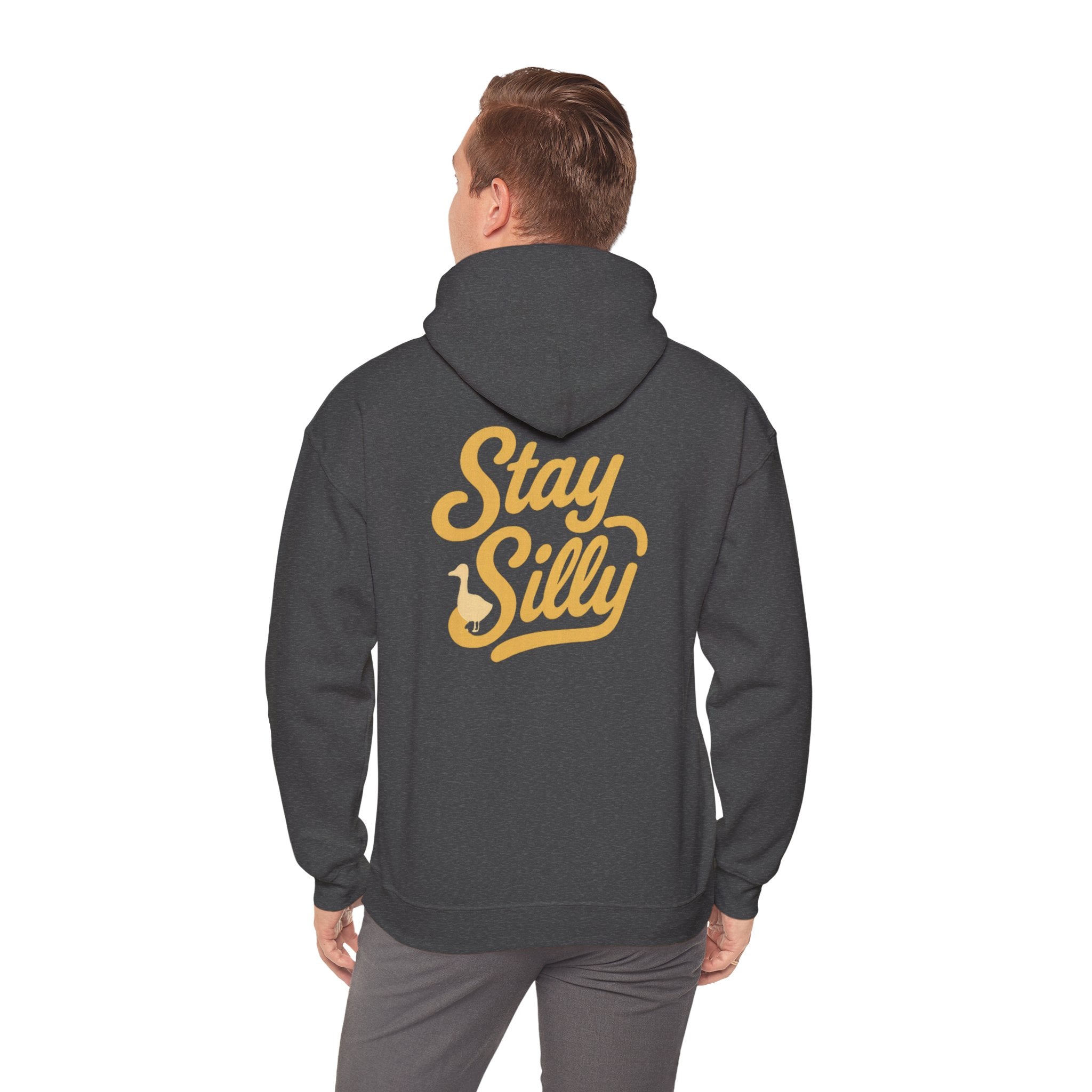 Stay Silly  Adult Unisex Hoodie — Retro Script Graphic Pullover for Playful Style