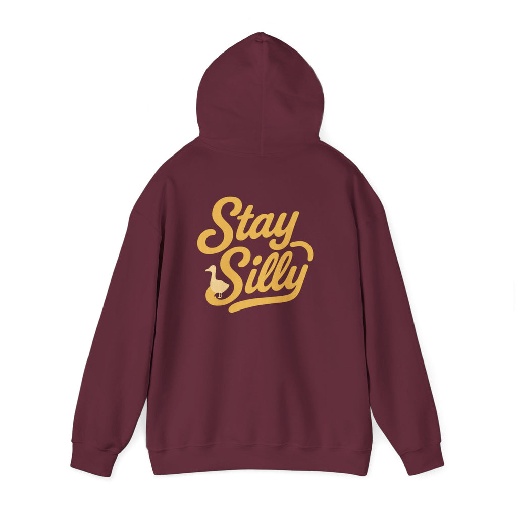Stay Silly  Adult Unisex Hoodie — Retro Script Graphic Pullover for Playful Style