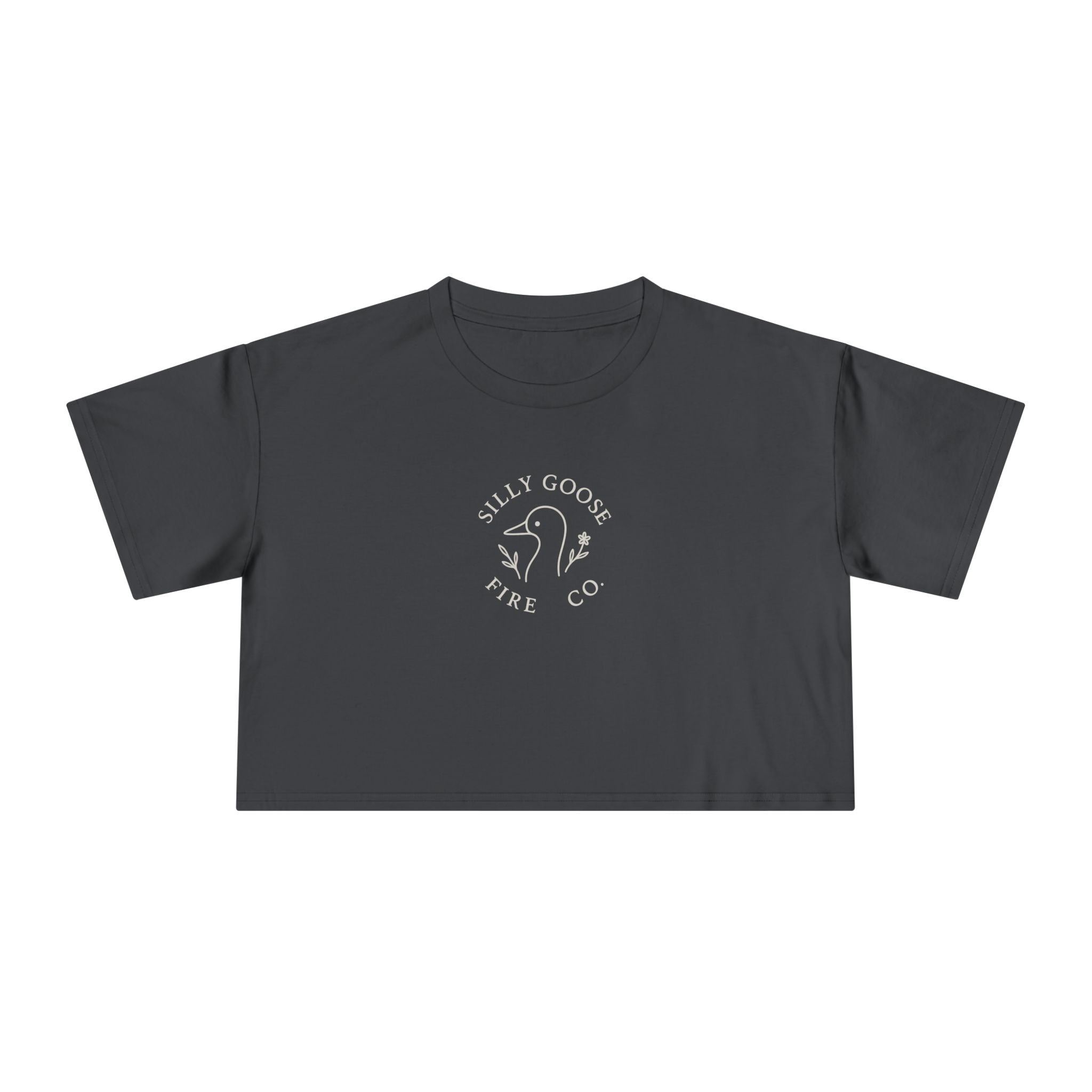 Silly Goose Crop Tee — Minimal Retro Goose Logo Women's Crop Top