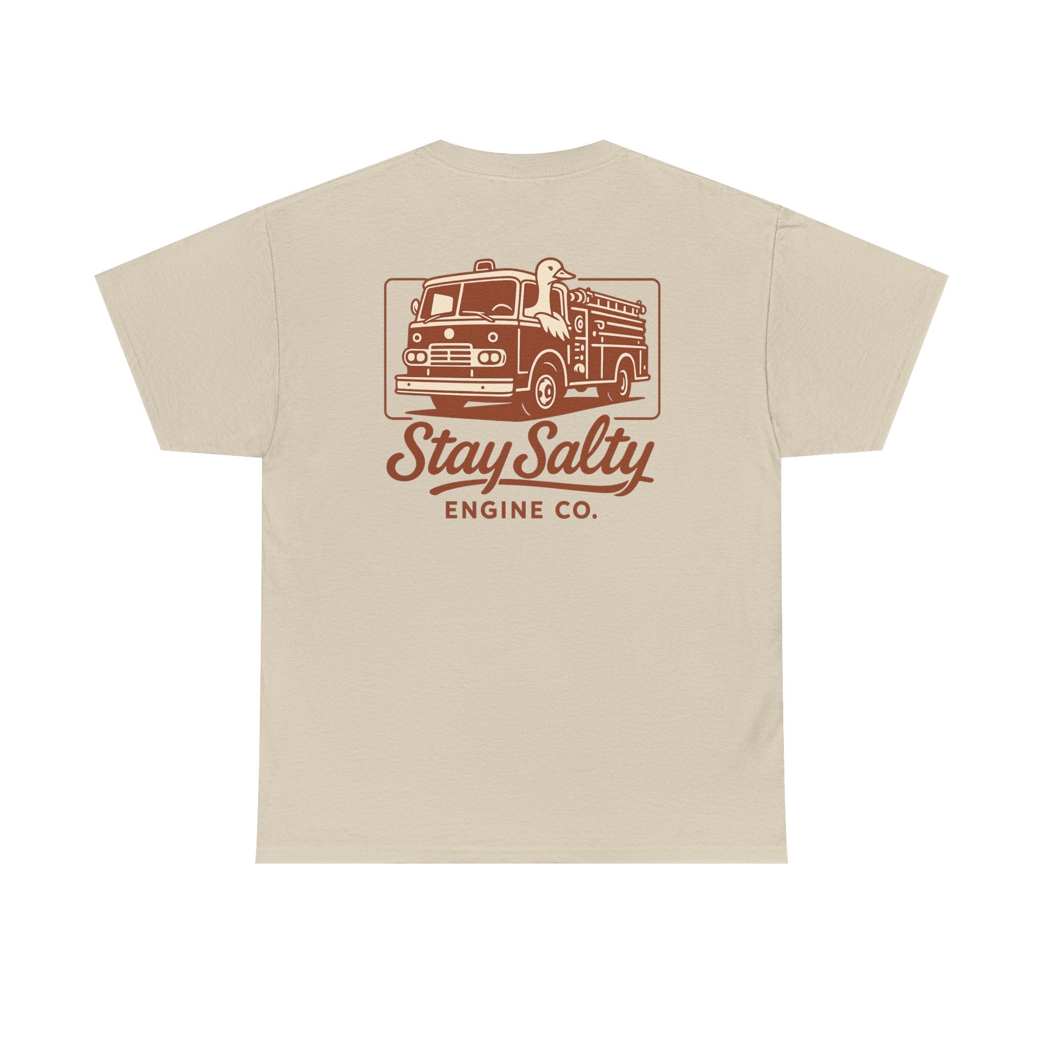 Stay Salty Engine Co. Silly Goose Tee — Vintage Fire Truck Graphic T-Shirt