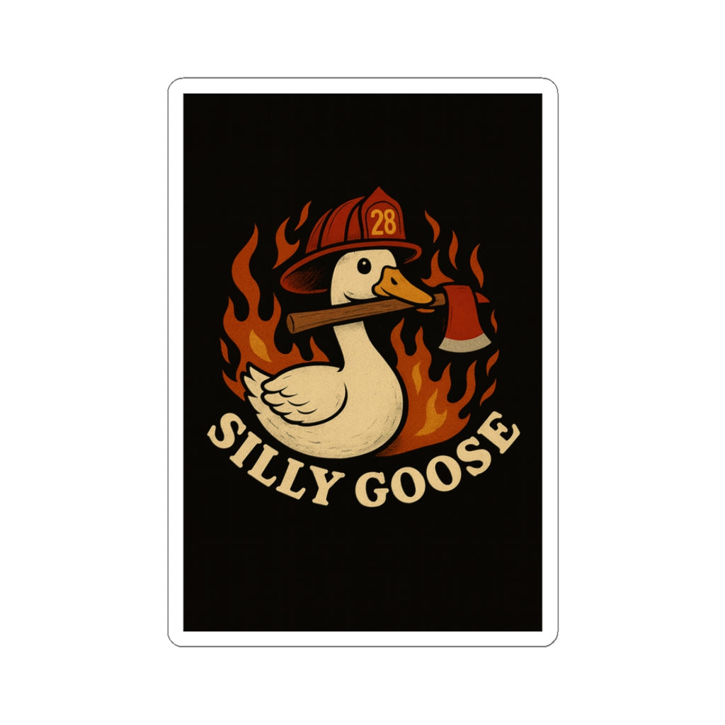 Silly Goose Firefighter Sticker – Kiss-Cut Vinyl Decal