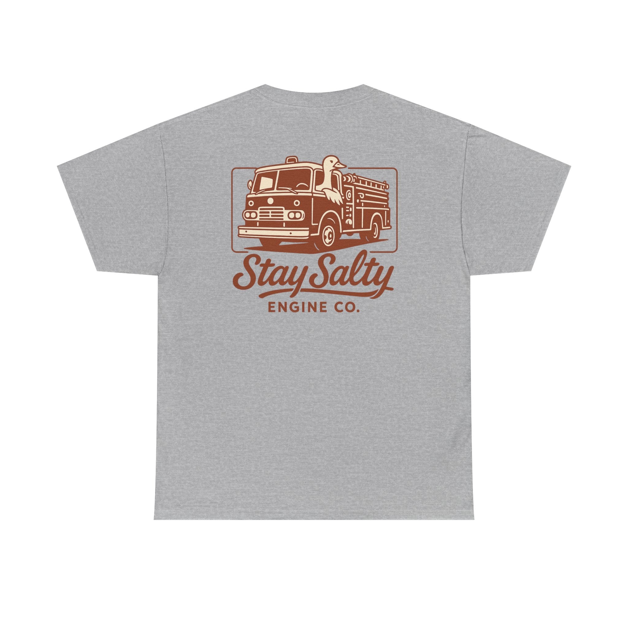 Stay Salty Engine Co. Silly Goose Tee — Vintage Fire Truck Graphic T-Shirt