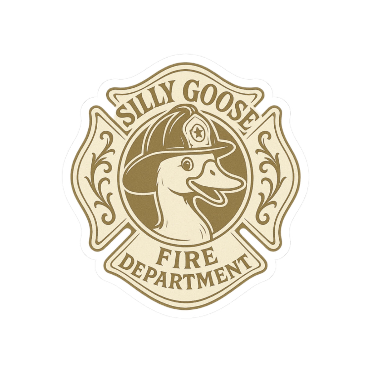 Silly Goose Fire Department Sticker — Kiss-Cut Vinyl Decal for Laptops & Gear