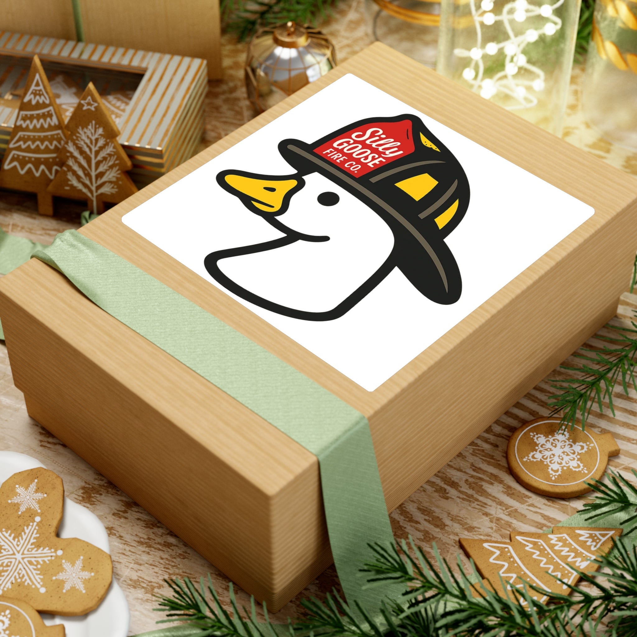 Firefighter Goose Vinyl Sticker — "Silly Goose Fire Co." Kiss-Cut Decal