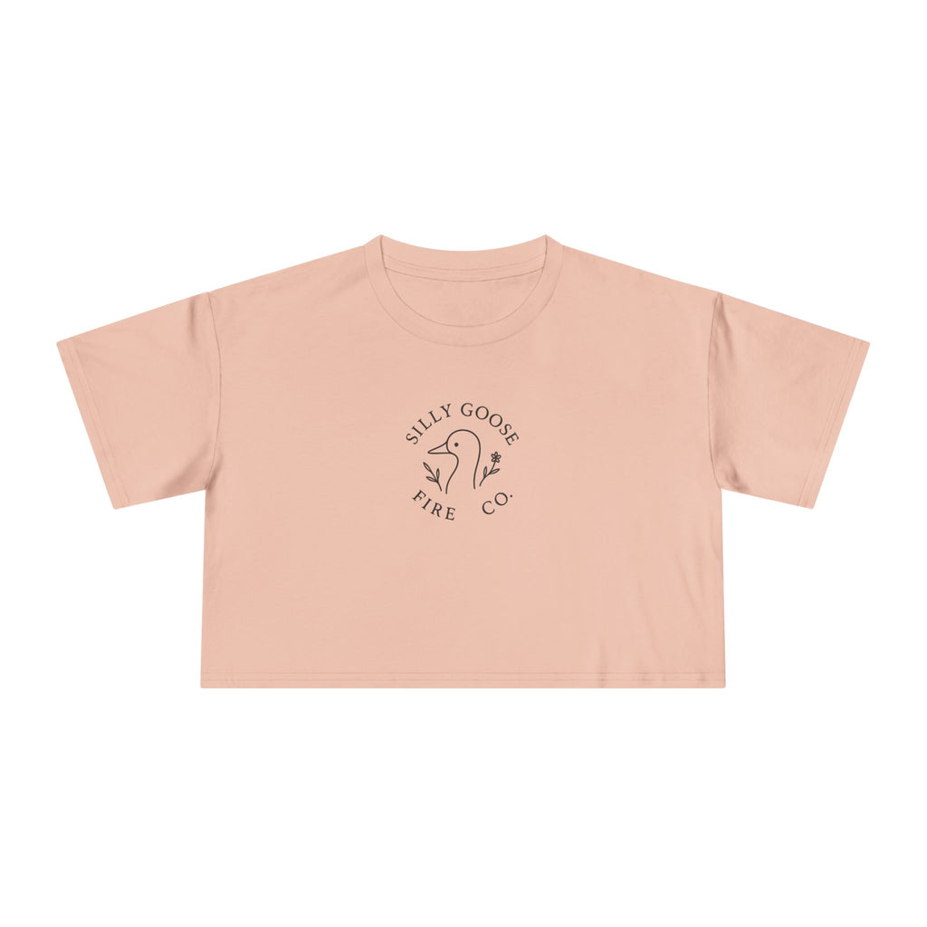 Silly Goose Crop Tee — Minimal Retro Goose Logo Women's Crop Top