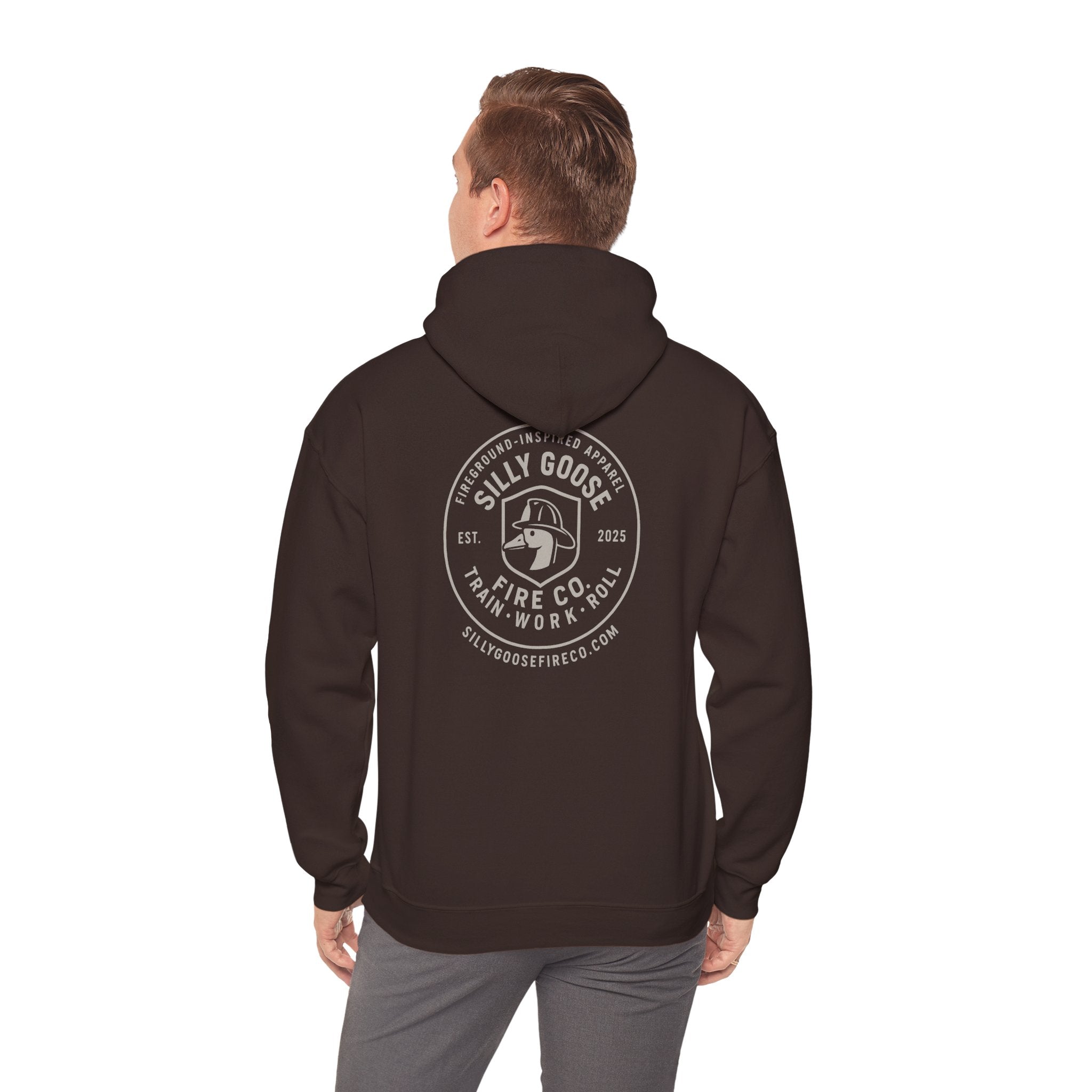 Silly Goose Fire Co. - Vintage Helmet Shield Firefighter Hoodie