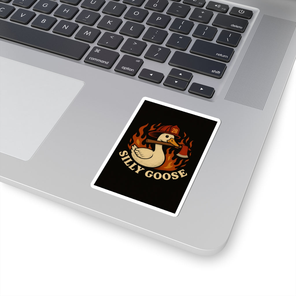 Silly Goose Firefighter Sticker – Kiss-Cut Vinyl Decal