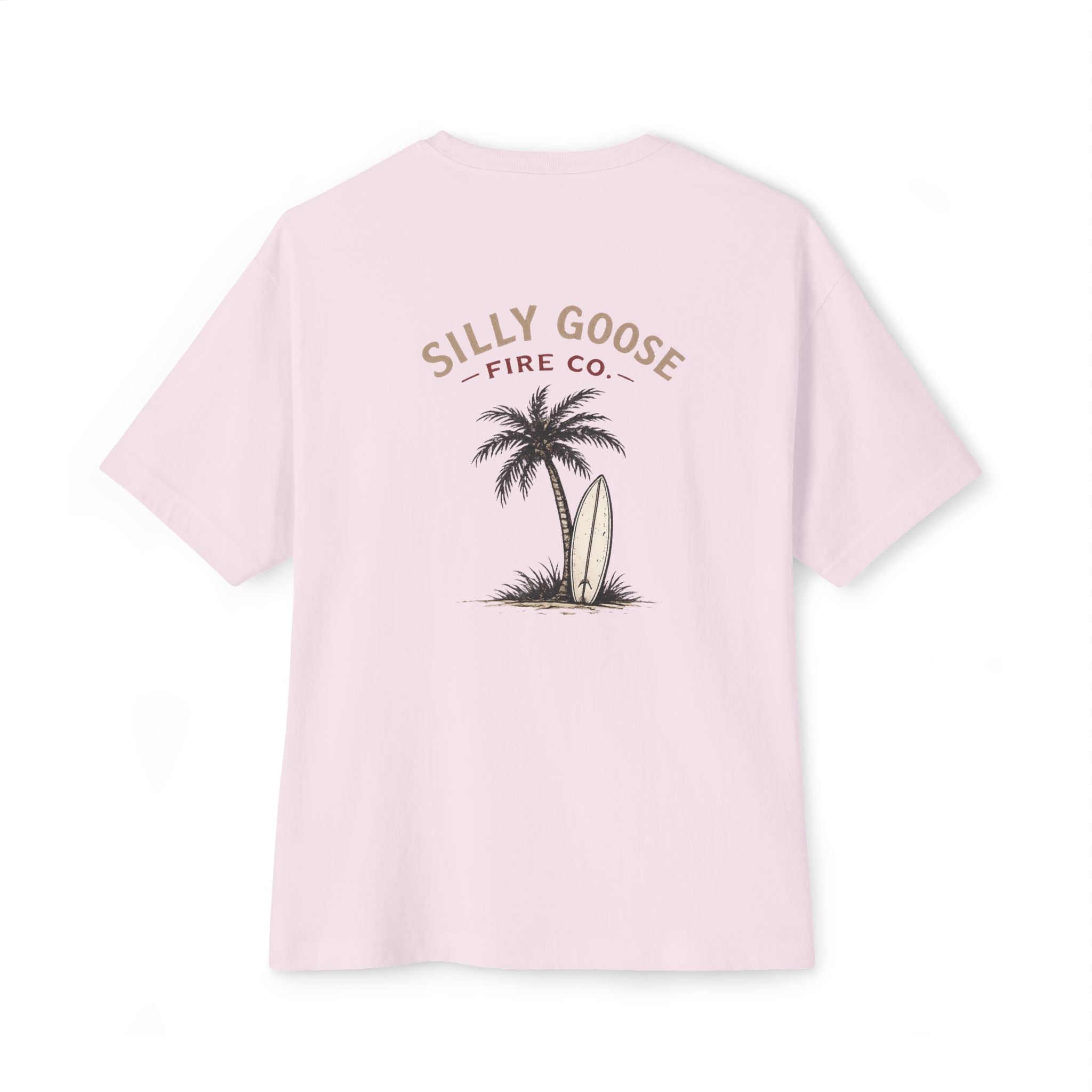Silly Goose Surf Tee — Palm Tree & Surfboard Oversized Boxy T-Shirt
