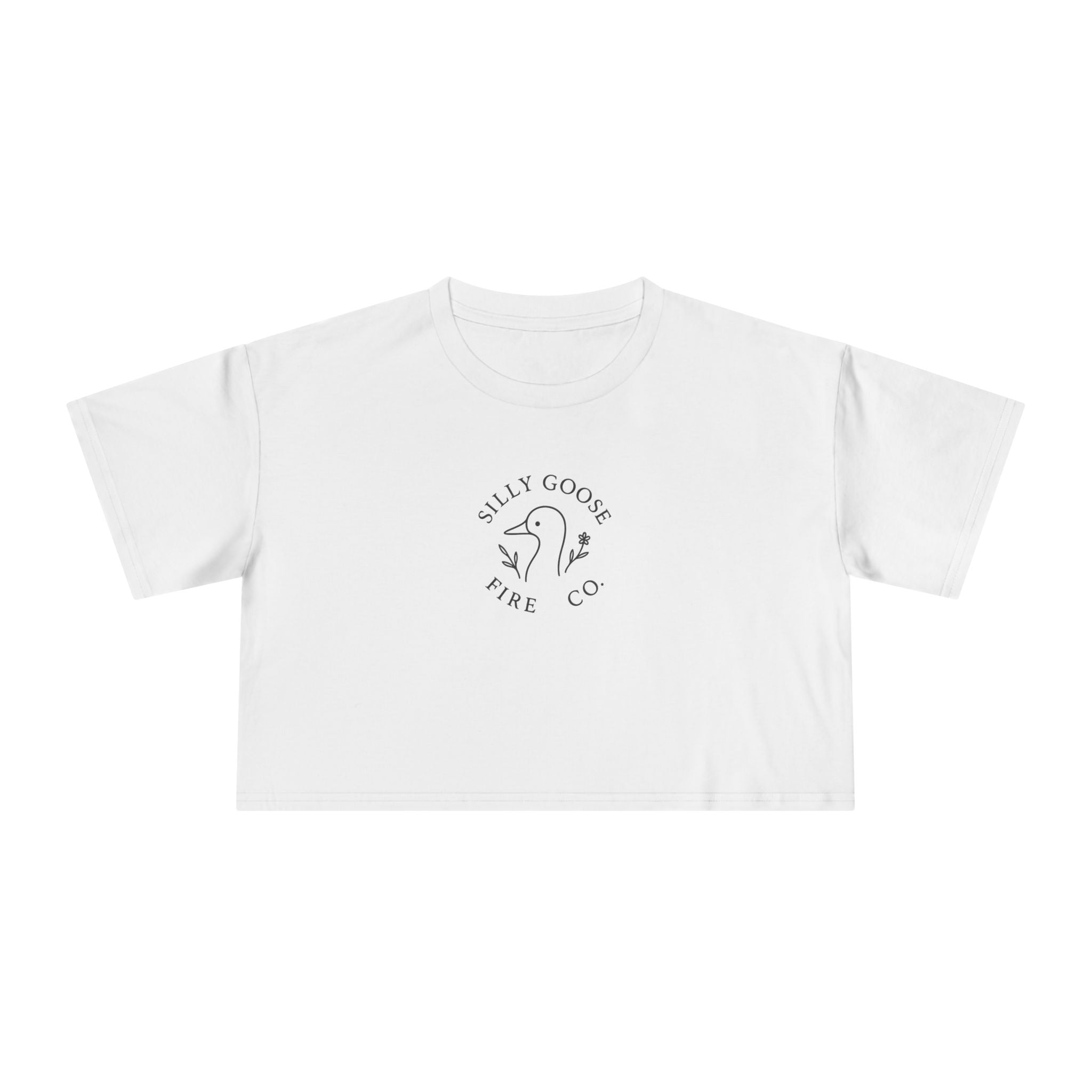 Silly Goose Crop Tee — Minimal Retro Goose Logo Women's Crop Top