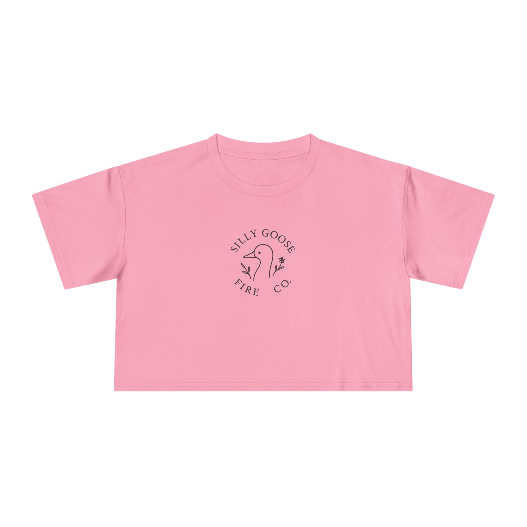 Silly Goose Crop Tee — Minimal Retro Goose Logo Women's Crop Top
