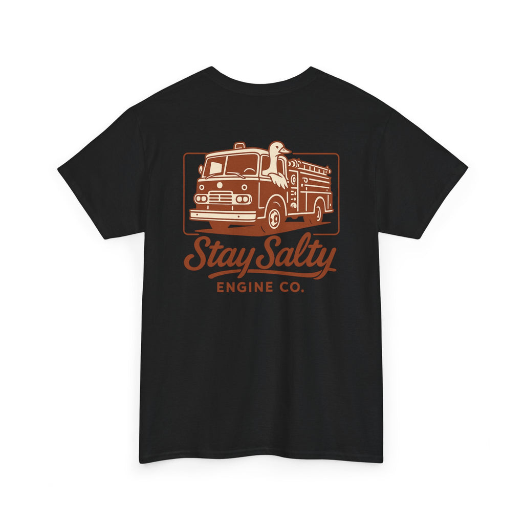 Stay Salty Engine Co. Silly Goose Tee — Vintage Fire Truck Graphic T-Shirt