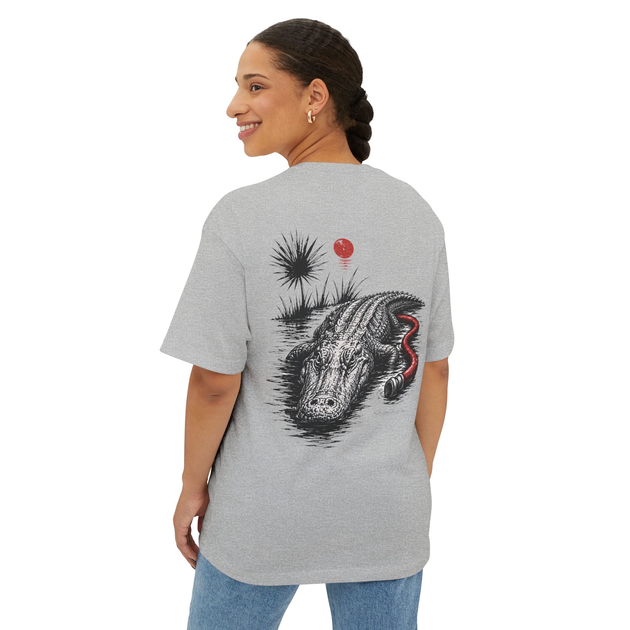 Alligator Graphic Tee — "Stay Cool" Oversized Boxy T‑Shirt