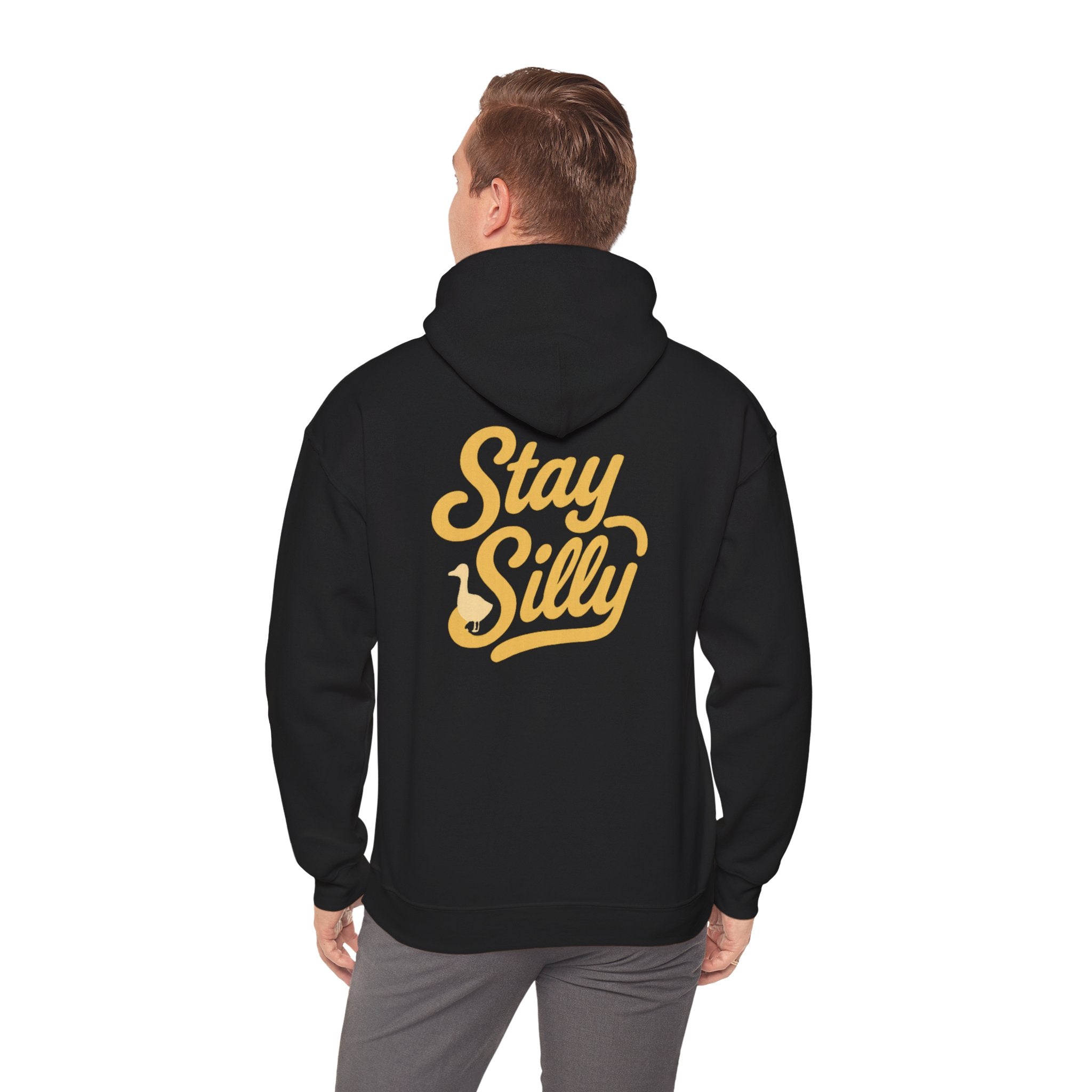 Stay Silly  Adult Unisex Hoodie — Retro Script Graphic Pullover for Playful Style