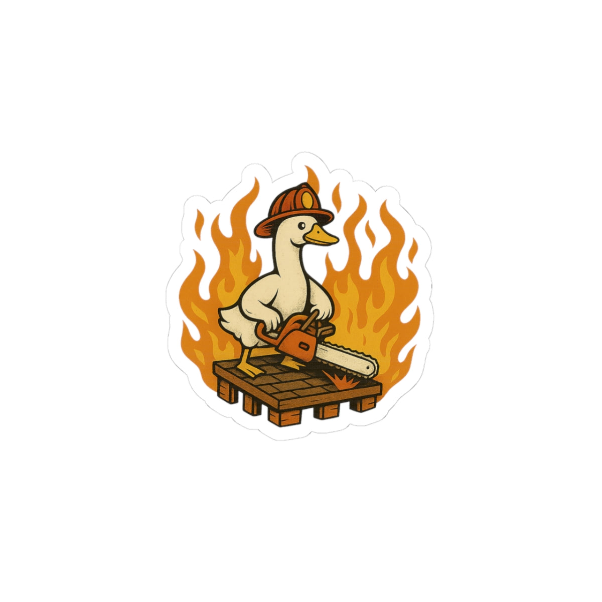 Silly Goose Fire Co. Truckie Goose Sticker — Funny Firefighter Duck Kiss-Cut Vinyl Sticker