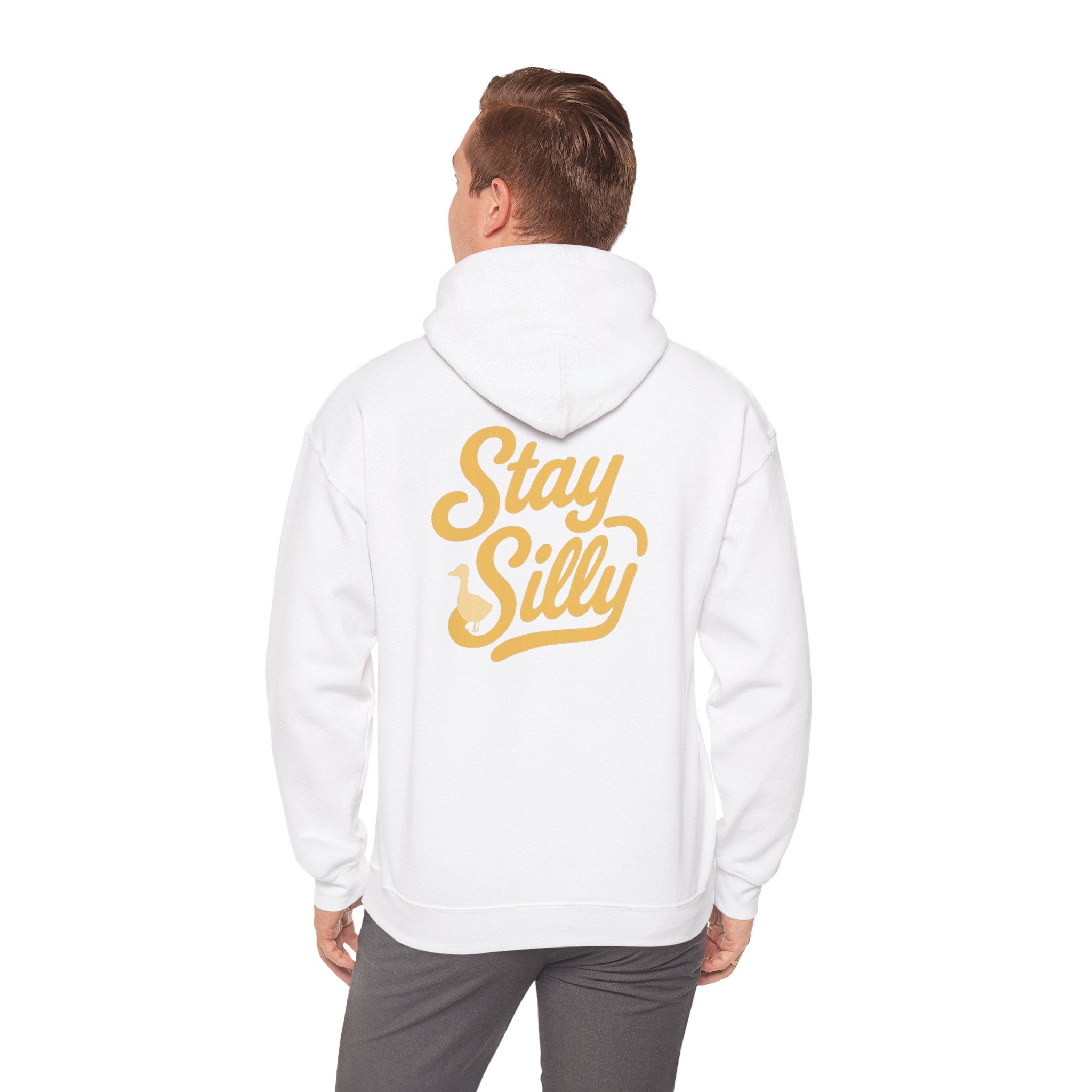 Stay Silly  Adult Unisex Hoodie — Retro Script Graphic Pullover for Playful Style