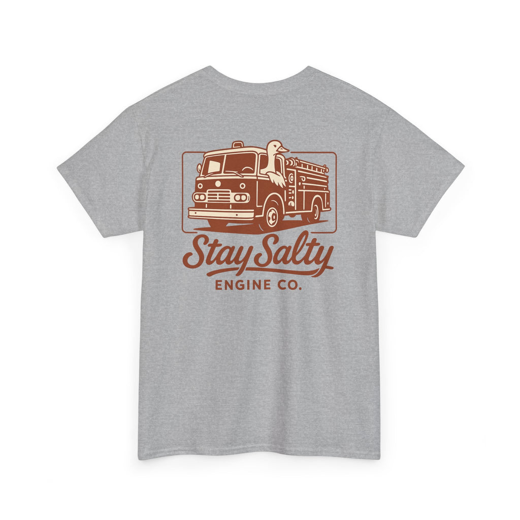 Stay Salty Engine Co. Silly Goose Tee — Vintage Fire Truck Graphic T-Shirt