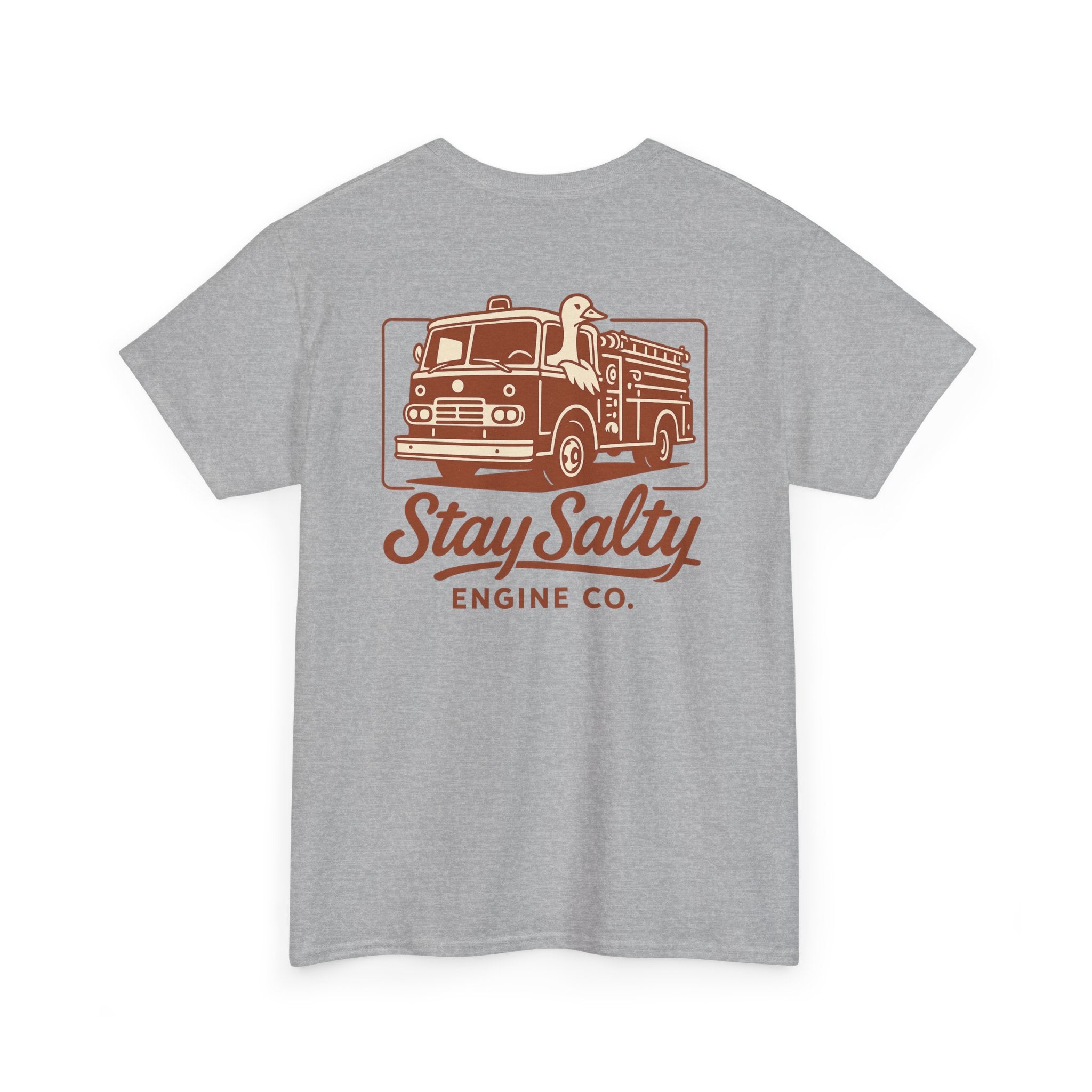 Stay Salty Engine Co. Silly Goose Tee — Vintage Fire Truck Graphic T-Shirt