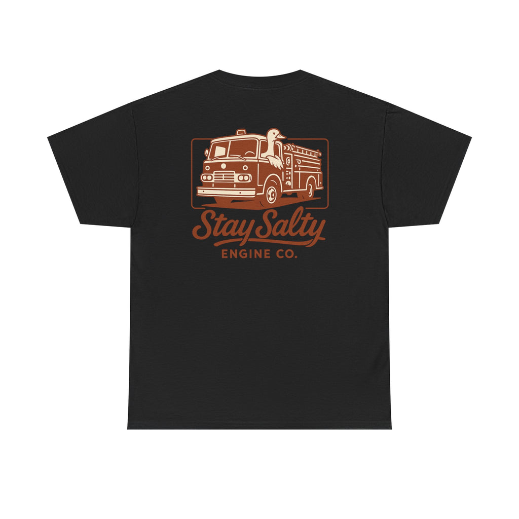 Stay Salty Engine Co. Silly Goose Tee — Vintage Fire Truck Graphic T-Shirt