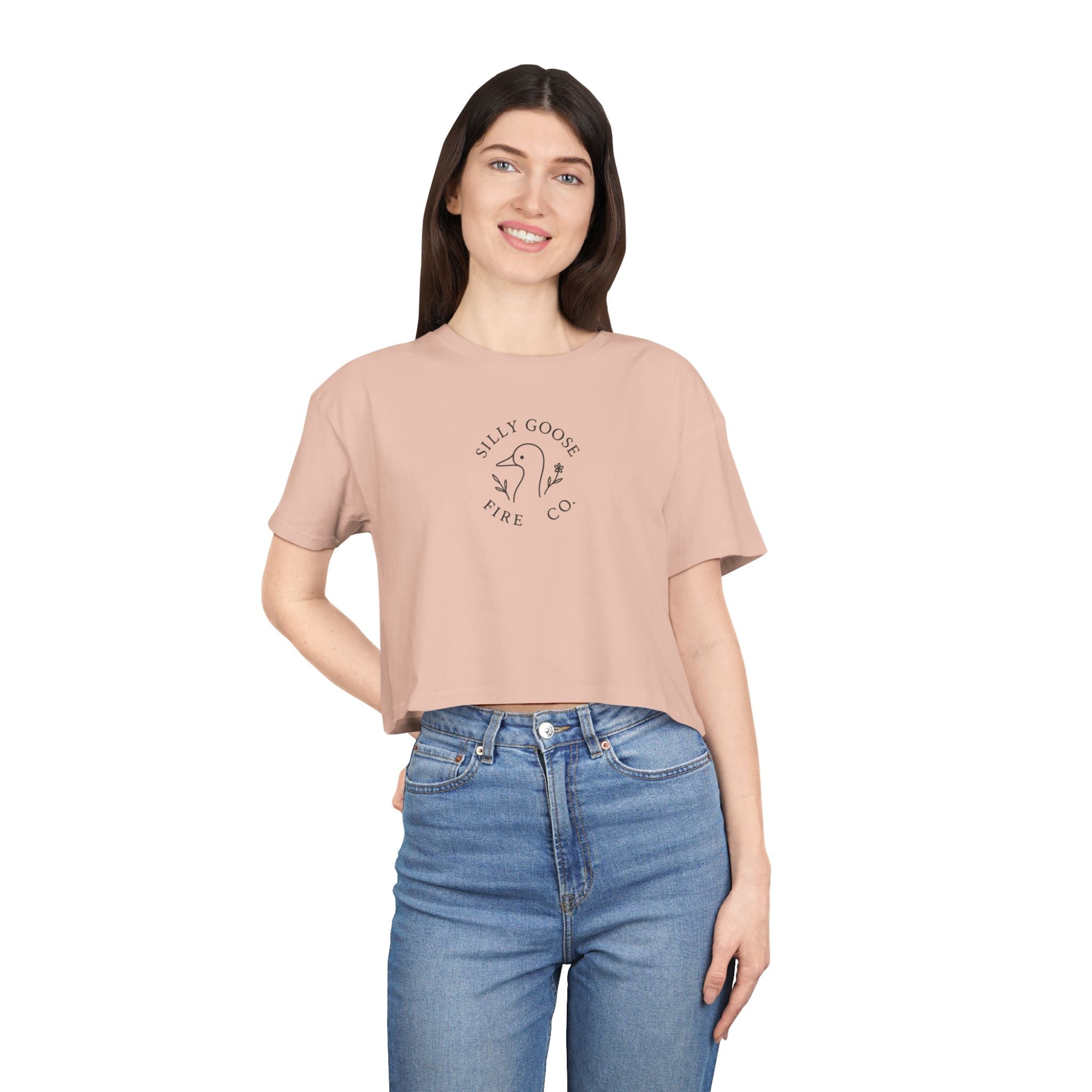 Silly Goose Crop Tee — Minimal Retro Goose Logo Women's Crop Top