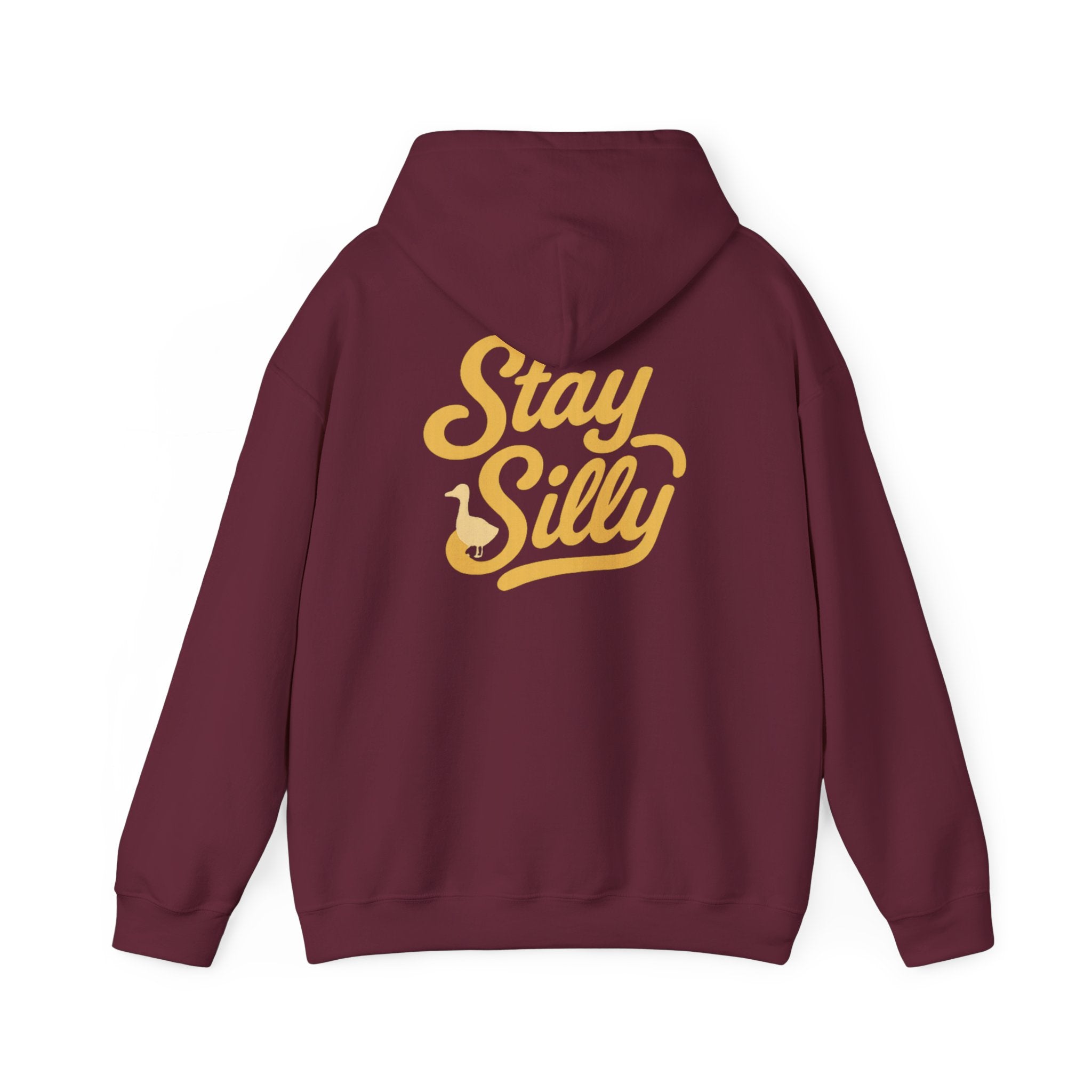 Stay Silly  Adult Unisex Hoodie — Retro Script Graphic Pullover for Playful Style