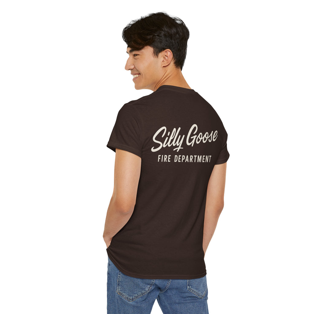 Silly Goose Fire Department T-Shirt — Vintage Script Firefighter Tee