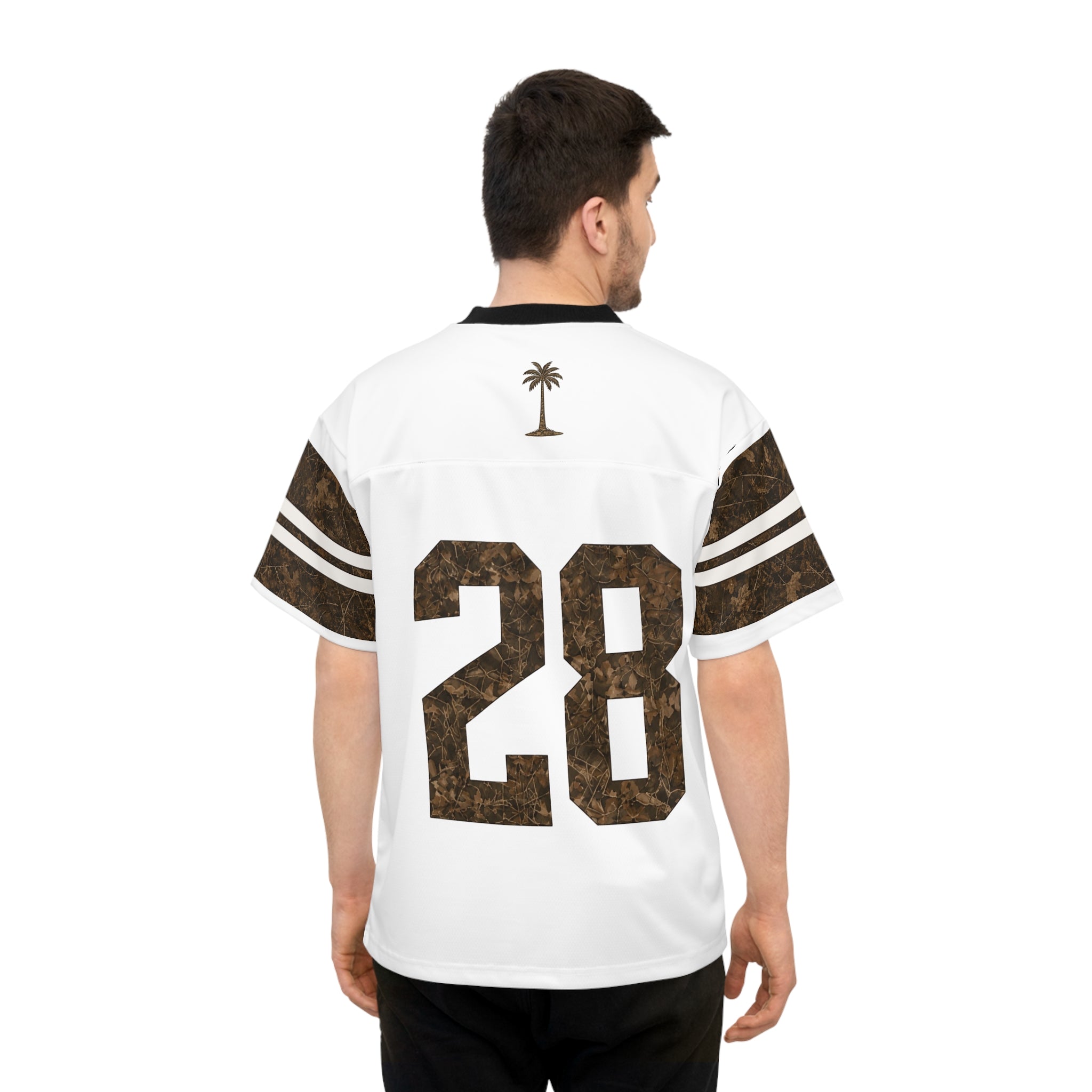 Camo Number 28 Football Jersey — SGFC Palm Sport Tee