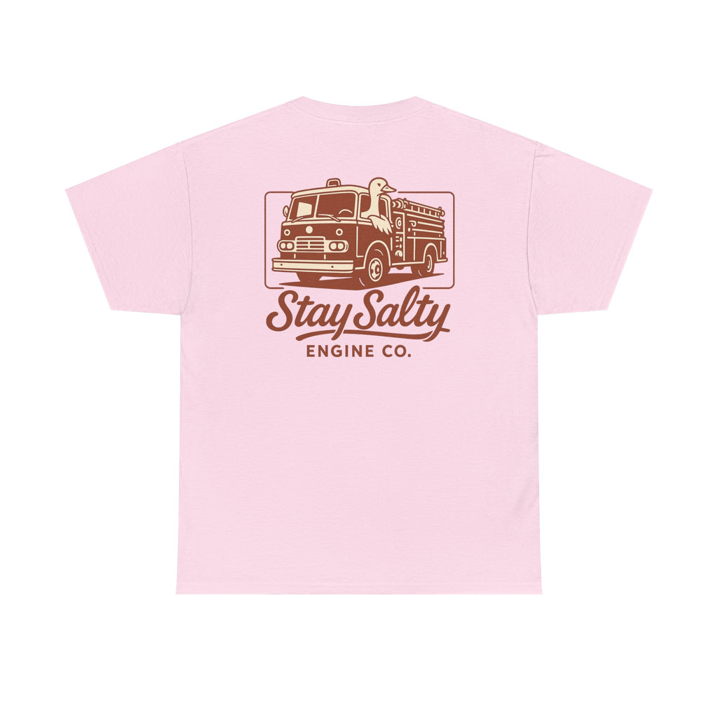Stay Salty Engine Co. Silly Goose Tee — Vintage Fire Truck Graphic T-Shirt