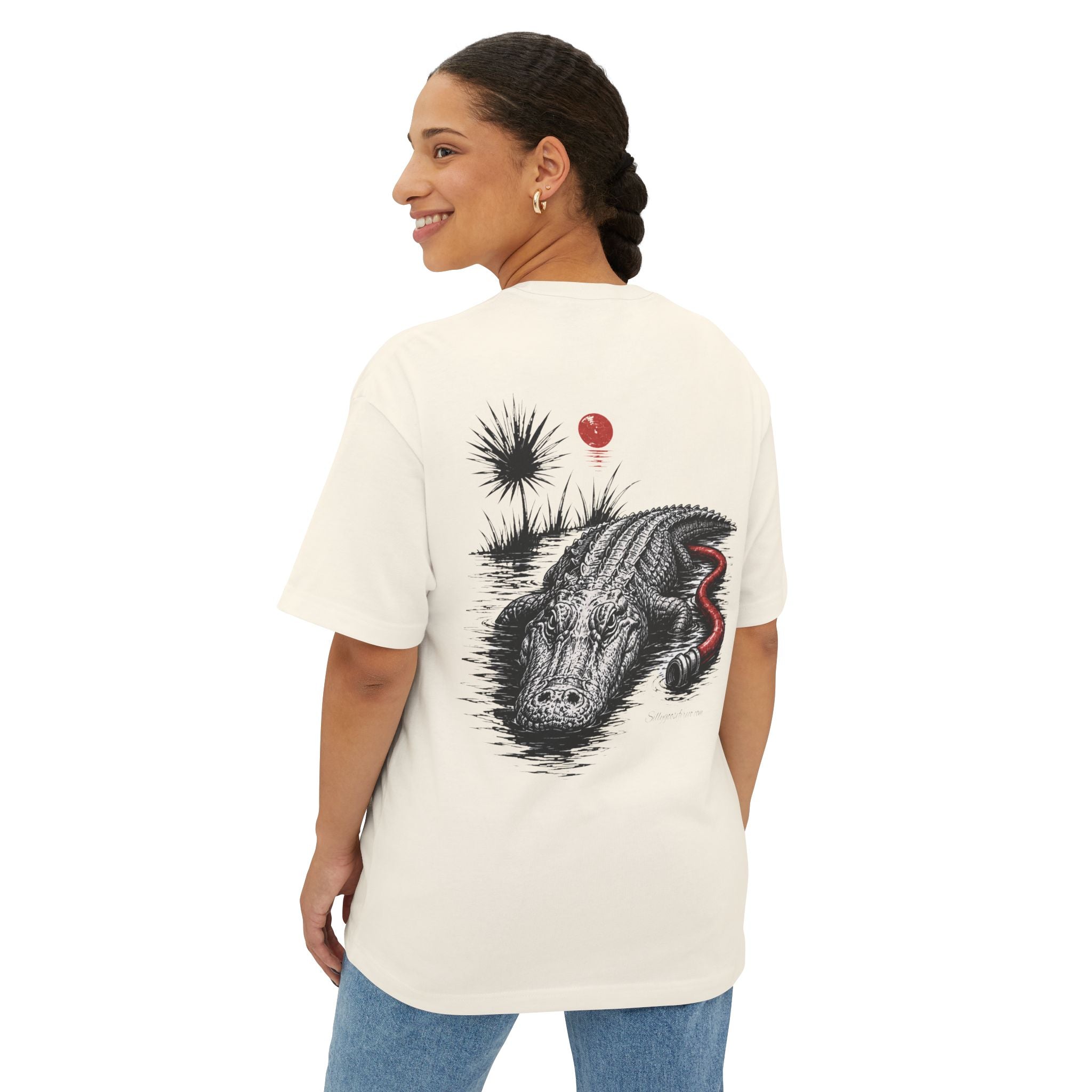 Alligator Graphic Tee — "Stay Cool" Oversized Boxy T‑Shirt