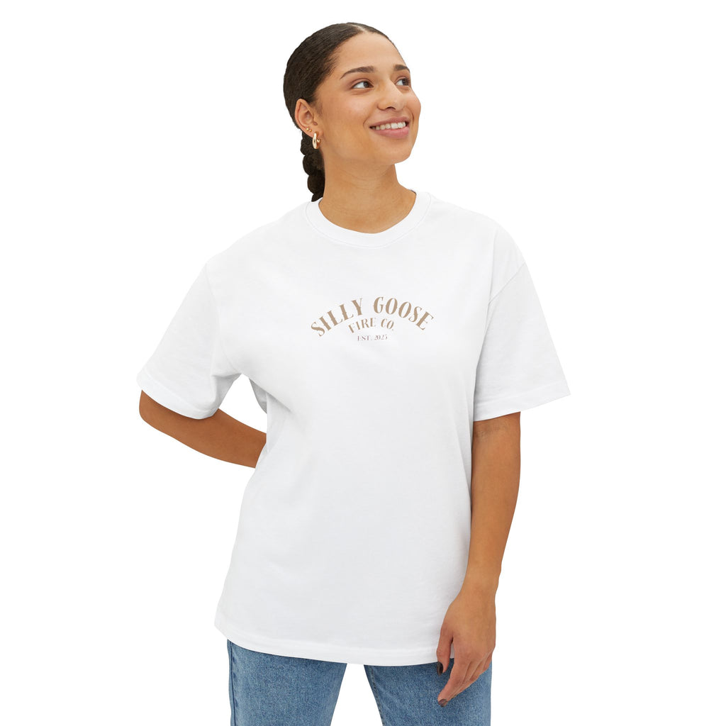 Silly Goose Surf Tee — Palm Tree & Surfboard Oversized Boxy T-Shirt