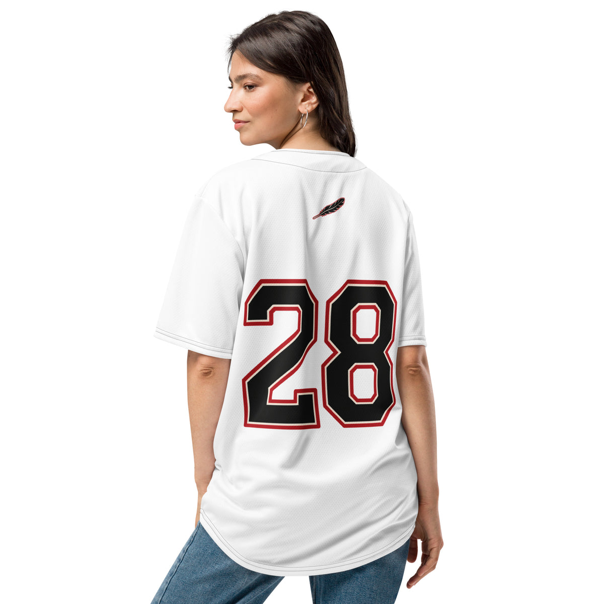 Silly Goose No. 28 streetwear baseball jersey rear view